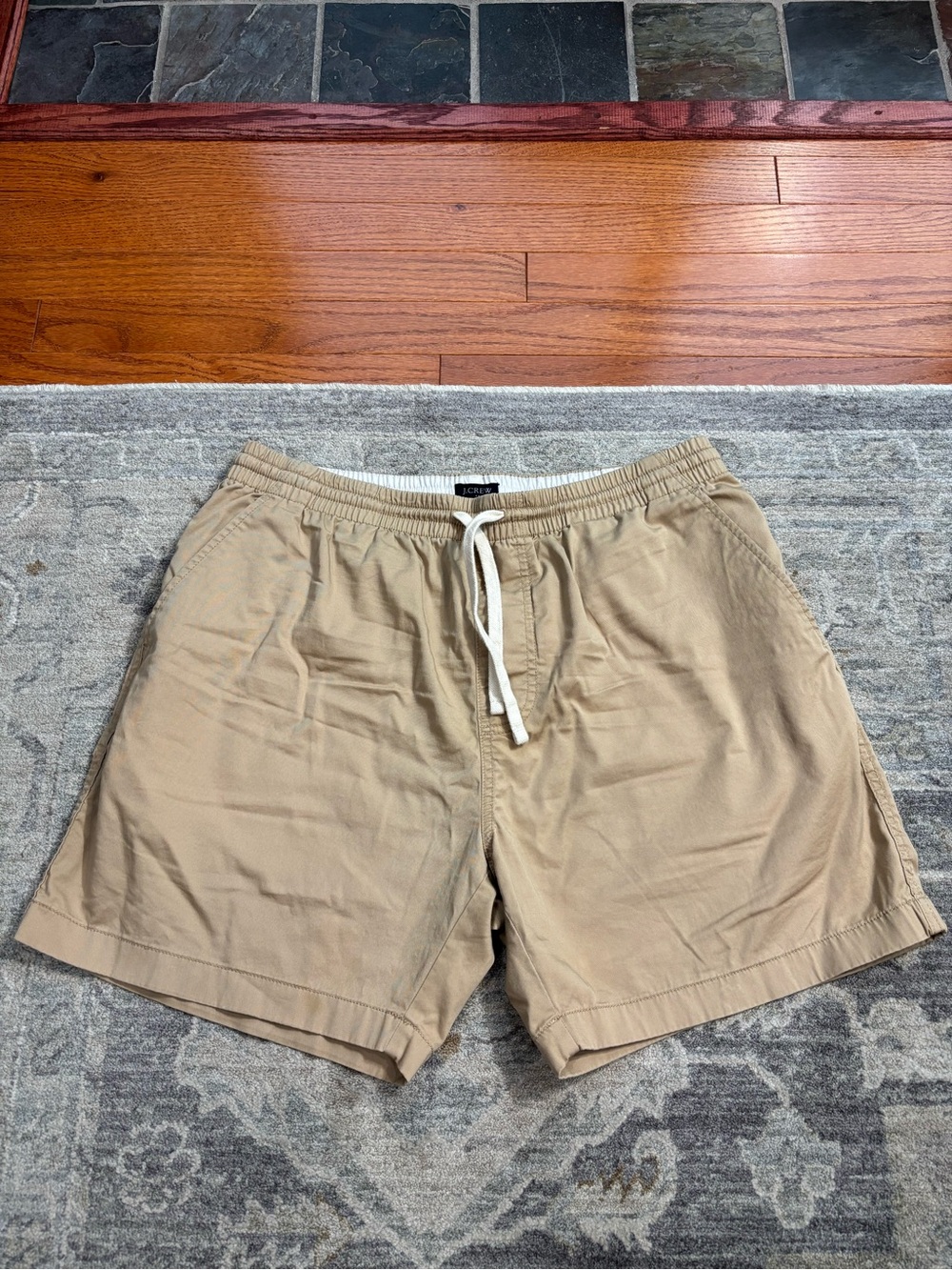 J. Crew Men's Khaki Elastic Waist Flat Front Shorts